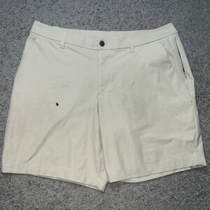 Lululemon ABC WovenAir Shorts Mens 34 Biege 9" Inseam Golf Chino Classic Fit